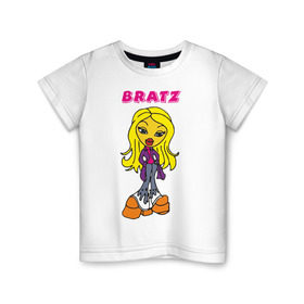 Детская футболка хлопок с принтом Крошка Bratz в Курске, 100% хлопок | круглый вырез горловины, полуприлегающий силуэт, длина до линии бедер | bratz | для девочек | игрушки | куклы