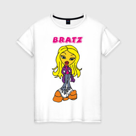 Женская футболка хлопок с принтом Крошка Bratz в Курске, 100% хлопок | прямой крой, круглый вырез горловины, длина до линии бедер, слегка спущенное плечо | bratz | для девочек | игрушки | куклы