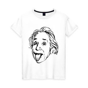 Женская футболка хлопок с принтом Эйнштейн в Курске, 100% хлопок | прямой крой, круглый вырез горловины, длина до линии бедер, слегка спущенное плечо | albert einstein | альберт эйнштейн | высунутый язык | знаменитость | наука | ученый | физик | эйнштейн