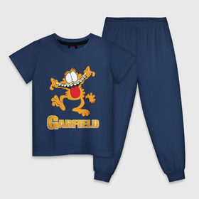 Детская пижама хлопок с принтом Garfield в Курске, 100% хлопок |  брюки и футболка прямого кроя, без карманов, на брюках мягкая резинка на поясе и по низу штанин
 | garfield | гарфилд