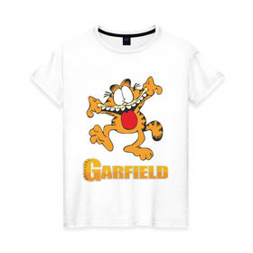 Женская футболка хлопок с принтом Garfield в Курске, 100% хлопок | прямой крой, круглый вырез горловины, длина до линии бедер, слегка спущенное плечо | garfield | гарфилд