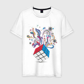 Мужская футболка хлопок с принтом КРеатив в Курске, 100% хлопок | прямой крой, круглый вырез горловины, длина до линии бедер, слегка спущенное плечо. | colors | дизайн | краски | кубик рубика | поток цвета | цвета
