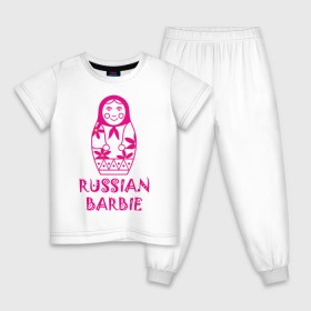 Детская пижама хлопок с принтом Русская Барби в Курске, 100% хлопок |  брюки и футболка прямого кроя, без карманов, на брюках мягкая резинка на поясе и по низу штанин
 | russian barbie | кукла | матрешка | русская барби | символ россии