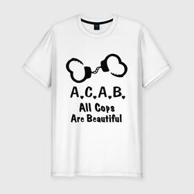 Мужская футболка премиум с принтом Soft A.C.A.B в Курске, 92% хлопок, 8% лайкра | приталенный силуэт, круглый вырез ворота, длина до линии бедра, короткий рукав | acab