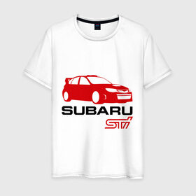 Мужская футболка хлопок с принтом Subaru sti (2) в Курске, 100% хлопок | прямой крой, круглый вырез горловины, длина до линии бедер, слегка спущенное плечо. | subaru impreza | subaru impreza wrx sti | subaru sti | wrx sti | авто2012 | импреза | субару | субару импреза