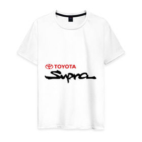 Мужская футболка хлопок с принтом Toyota Supra в Курске, 100% хлопок | прямой крой, круглый вырез горловины, длина до линии бедер, слегка спущенное плечо. | Тематика изображения на принте: supra | toyota | toyota supra | супра | тойота | тойота супра