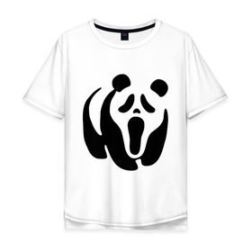 Мужская футболка хлопок Oversize с принтом Scream Panda в Курске, 100% хлопок | свободный крой, круглый ворот, “спинка” длиннее передней части | панда