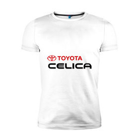 Мужская футболка премиум с принтом Toyota Celica в Курске, 92% хлопок, 8% лайкра | приталенный силуэт, круглый вырез ворота, длина до линии бедра, короткий рукав | Тематика изображения на принте: celica | toyota | toyota celica | тойота | тойота целика | целика