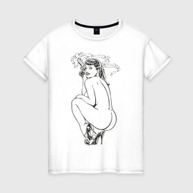 Женская футболка хлопок с принтом Секси киллер (2) в Курске, 100% хлопок | прямой крой, круглый вырез горловины, длина до линии бедер, слегка спущенное плечо | killer | девушка