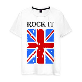 Мужская футболка хлопок с принтом Rock it в Курске, 100% хлопок | прямой крой, круглый вырез горловины, длина до линии бедер, слегка спущенное плечо. | asds | britain | english | heavy metal | metal | rock | trash metal | англия | британия | британский флаг | метал | металл | рок | трэш метал | хеви метал