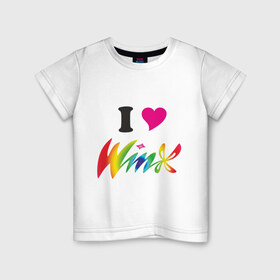 Детская футболка хлопок с принтом Winx с крыльями в Курске, 100% хлопок | круглый вырез горловины, полуприлегающий силуэт, длина до линии бедер | 