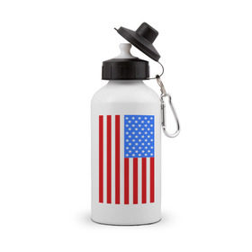 Бутылка спортивная с принтом Американский флаг в Курске, металл | емкость — 500 мл, в комплекте две пластиковые крышки и карабин для крепления | Тематика изображения на принте: america | usa | америка | соединенные штаты | сша | флаг | штаты