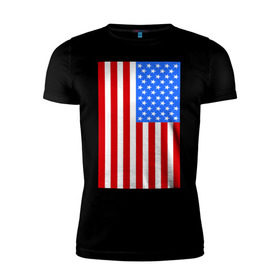 Мужская футболка премиум с принтом Американский флаг в Курске, 92% хлопок, 8% лайкра | приталенный силуэт, круглый вырез ворота, длина до линии бедра, короткий рукав | america | usa | америка | соединенные штаты | сша | флаг | штаты