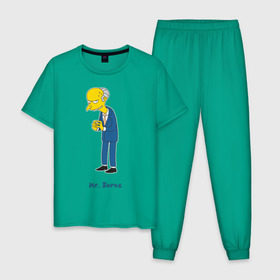 Мужская пижама хлопок с принтом Mr. Burns (The Simpsons) в Курске, 100% хлопок | брюки и футболка прямого кроя, без карманов, на брюках мягкая резинка на поясе и по низу штанин
 | Тематика изображения на принте: burns | simpsons | симпсоны | симсоны