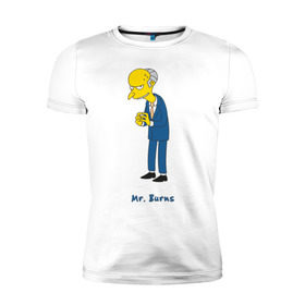 Мужская футболка премиум с принтом Mr. Burns (The Simpsons) в Курске, 92% хлопок, 8% лайкра | приталенный силуэт, круглый вырез ворота, длина до линии бедра, короткий рукав | burns | simpsons | симпсоны | симсоны