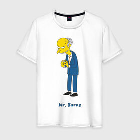Мужская футболка хлопок с принтом Mr. Burns (The Simpsons) в Курске, 100% хлопок | прямой крой, круглый вырез горловины, длина до линии бедер, слегка спущенное плечо. | burns | simpsons | симпсоны | симсоны