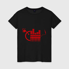 Женская футболка хлопок с принтом Minimal Techno в Курске, 100% хлопок | прямой крой, круглый вырез горловины, длина до линии бедер, слегка спущенное плечо | эквалайзер