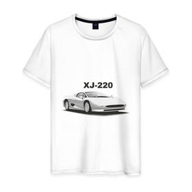 Мужская футболка хлопок с принтом Jaguar XJ-220 в Курске, 100% хлопок | прямой крой, круглый вырез горловины, длина до линии бедер, слегка спущенное плечо. | 