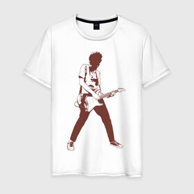Мужская футболка хлопок с принтом Гитарист в Курске, 100% хлопок | прямой крой, круглый вырез горловины, длина до линии бедер, слегка спущенное плечо. | гитара