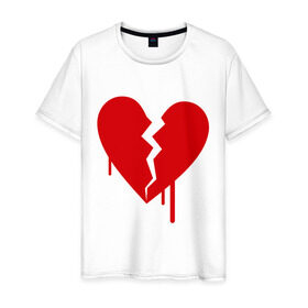 Мужская футболка хлопок с принтом Разбитое сердце (2) в Курске, 100% хлопок | прямой крой, круглый вырез горловины, длина до линии бедер, слегка спущенное плечо. | любовь | отношения | разбитое | расставание | сердце | чувства