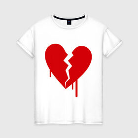 Женская футболка хлопок с принтом Разбитое сердце (2) в Курске, 100% хлопок | прямой крой, круглый вырез горловины, длина до линии бедер, слегка спущенное плечо | любовь | отношения | разбитое | расставание | сердце | чувства
