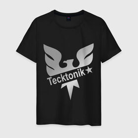Мужская футболка хлопок с принтом Tecktonik Silver в Курске, 100% хлопок | прямой крой, круглый вырез горловины, длина до линии бедер, слегка спущенное плечо. | dance | tecktonick | tecktonik | tektonic | tektonik | клуб | танцевать | тектоник | тиктоник