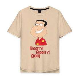 Мужская футболка хлопок Oversize с принтом Quagmire. Giggity Giggity Goo! в Курске, 100% хлопок | свободный крой, круглый ворот, “спинка” длиннее передней части | quagmire | гриффиныgiggity