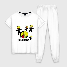 Женская пижама хлопок с принтом Olodum(1) в Курске, 100% хлопок | брюки и футболка прямого кроя, без карманов, на брюках мягкая резинка на поясе и по низу штанин | бразилия