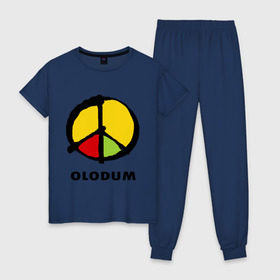Женская пижама хлопок с принтом Olodum в Курске, 100% хлопок | брюки и футболка прямого кроя, без карманов, на брюках мягкая резинка на поясе и по низу штанин | бразилия