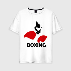 Женская футболка хлопок Oversize с принтом Russia boxing в Курске, 100% хлопок | свободный крой, круглый ворот, спущенный рукав, длина до линии бедер
 | кикбоксинг