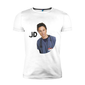 Мужская футболка премиум с принтом Джон Дориан (JD)(Клиника) в Курске, 92% хлопок, 8% лайкра | приталенный силуэт, круглый вырез ворота, длина до линии бедра, короткий рукав | scrubs | джон дориан | клиника