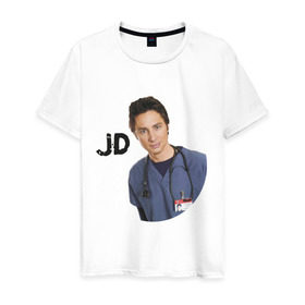 Мужская футболка хлопок с принтом Джон Дориан (JD)(Клиника) в Курске, 100% хлопок | прямой крой, круглый вырез горловины, длина до линии бедер, слегка спущенное плечо. | scrubs | джон дориан | клиника