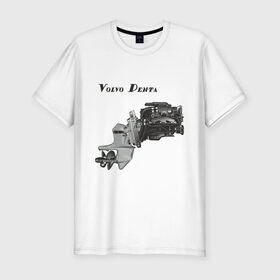 Мужская футболка премиум с принтом Volvo Penta motor boat в Курске, 92% хлопок, 8% лайкра | приталенный силуэт, круглый вырез ворота, длина до линии бедра, короткий рукав | Тематика изображения на принте: авто | автомобиль | машины | тачки
