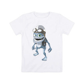 Детская футболка хлопок с принтом Крэйзи Фрог в Курске, 100% хлопок | круглый вырез горловины, полуприлегающий силуэт, длина до линии бедер | crazy frog | крейзи фрог | крэйзи фрог
