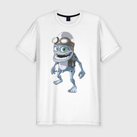 Мужская футболка премиум с принтом Крэйзи Фрог в Курске, 92% хлопок, 8% лайкра | приталенный силуэт, круглый вырез ворота, длина до линии бедра, короткий рукав | crazy frog | крейзи фрог | крэйзи фрог