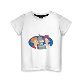 Детская футболка хлопок с принтом Футурама в Курске, 100% хлопок | круглый вырез горловины, полуприлегающий силуэт, длина до линии бедер | bender | futurama | бендер | футурама