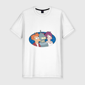 Мужская футболка премиум с принтом Футурама в Курске, 92% хлопок, 8% лайкра | приталенный силуэт, круглый вырез ворота, длина до линии бедра, короткий рукав | bender | futurama | бендер | футурама