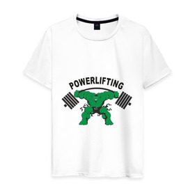 Мужская футболка хлопок с принтом Powerlifting (2) в Курске, 100% хлопок | прямой крой, круглый вырез горловины, длина до линии бедер, слегка спущенное плечо. | powerlifting