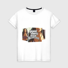 Женская футболка хлопок с принтом Grand Theft Auto San Andreas (1) в Курске, 100% хлопок | прямой крой, круглый вырез горловины, длина до линии бедер, слегка спущенное плечо | grand theft auto | gta | gta sa | san andreas | гта сан андреас