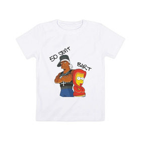 Детская футболка хлопок с принтом 50 cent and Bart в Курске, 100% хлопок | круглый вырез горловины, полуприлегающий силуэт, длина до линии бедер | Тематика изображения на принте: 50 cent | simpsons | барт | симпсоны | симсоны