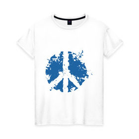 Женская футболка хлопок с принтом Peace мир в Курске, 100% хлопок | прямой крой, круглый вырез горловины, длина до линии бедер, слегка спущенное плечо | хиппи