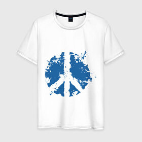 Мужская футболка хлопок с принтом Peace мир в Курске, 100% хлопок | прямой крой, круглый вырез горловины, длина до линии бедер, слегка спущенное плечо. | хиппи
