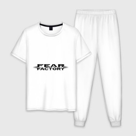 Мужская пижама хлопок с принтом Fear Factory (1) в Курске, 100% хлопок | брюки и футболка прямого кроя, без карманов, на брюках мягкая резинка на поясе и по низу штанин
 | Тематика изображения на принте: американский рок | лого fear factory | логотип fear factory | рок | символика fear factory | эмблема fear factory