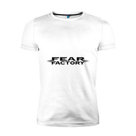 Мужская футболка премиум с принтом Fear Factory (1) в Курске, 92% хлопок, 8% лайкра | приталенный силуэт, круглый вырез ворота, длина до линии бедра, короткий рукав | американский рок | лого fear factory | логотип fear factory | рок | символика fear factory | эмблема fear factory