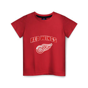 Детская футболка хлопок с принтом Detroit Red Wings (2) в Курске, 100% хлопок | круглый вырез горловины, полуприлегающий силуэт, длина до линии бедер | detroit red wings | nhl | лига | национальная хоккейная лига | нхл