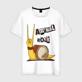 Мужская футболка хлопок с принтом Animal Rock - Животный рок в Курске, 100% хлопок | прямой крой, круглый вырез горловины, длина до линии бедер, слегка спущенное плечо. | animal rock | живой рок | прикольные | рок | улитка