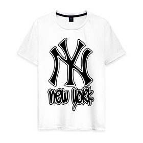 Мужская футболка хлопок с принтом New York (Нью Йорк) в Курске, 100% хлопок | прямой крой, круглый вырез горловины, длина до линии бедер, слегка спущенное плечо. | new york | ny | nyc | город | города | нью йорк | ньюйорк