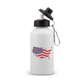 Бутылка спортивная с принтом Флаг Америки в Курске, металл | емкость — 500 мл, в комплекте две пластиковые крышки и карабин для крепления | america | usa | америка | сша | флаг | штаты