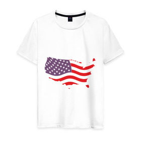 Мужская футболка хлопок с принтом Флаг Америки в Курске, 100% хлопок | прямой крой, круглый вырез горловины, длина до линии бедер, слегка спущенное плечо. | america | usa | америка | сша | флаг | штаты