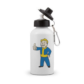 Бутылка спортивная с принтом Мальчик из Fallout в Курске, металл | емкость — 500 мл, в комплекте две пластиковые крышки и карабин для крепления | fallout | мальчик | постапокалиптические | радиация